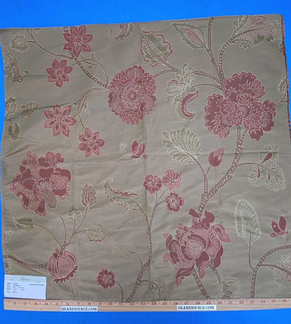 Vervain Fabricut 100% Silk Isidora Romantic Damask In Cranberry Red Gold MSRP USD 214/Y