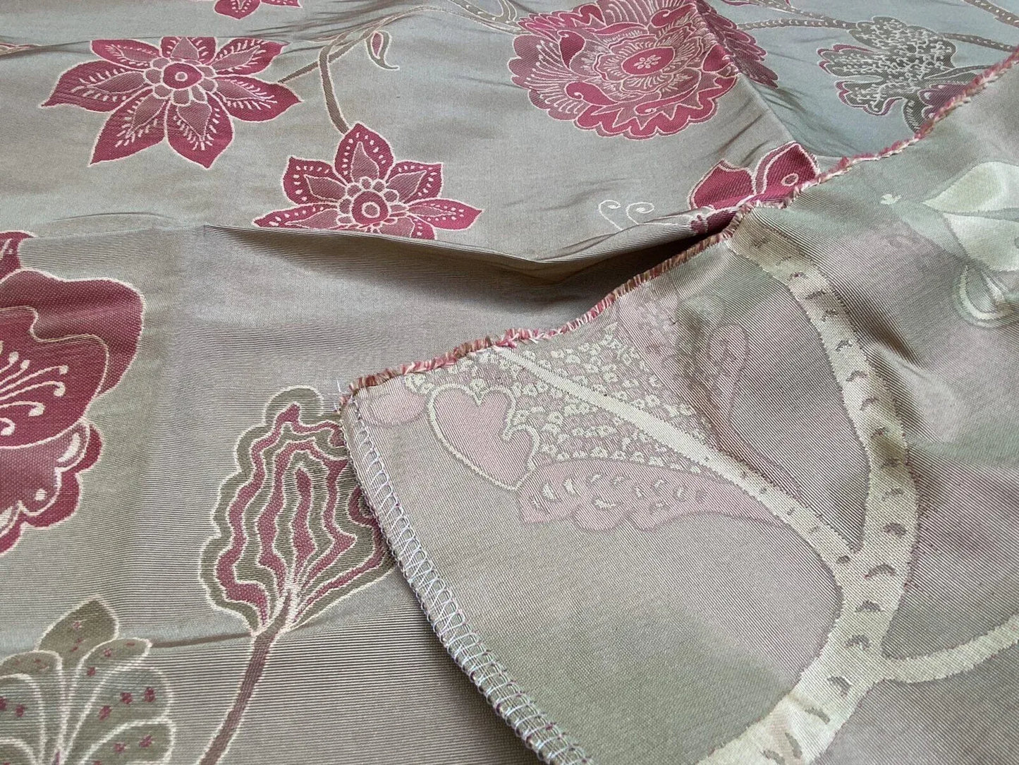 Vervain Fabricut 100% Silk Isidora Romantic Damask In Cranberry Red Gold MSRP USD 214/Y