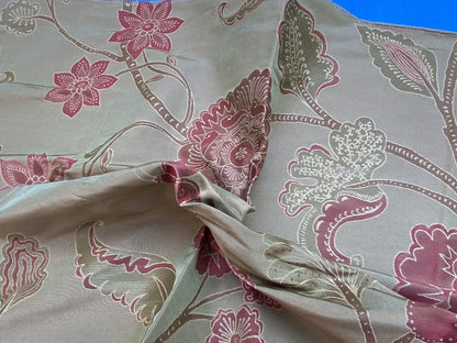 Vervain Fabricut 100% Silk Isidora Romantic Damask In Cranberry Red Gold MSRP USD 214/Y