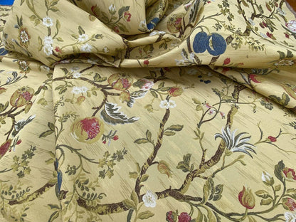 Renaissance Lampas Melograno Pom Fig Rose Tree Of Life On Yellow Gold #1633