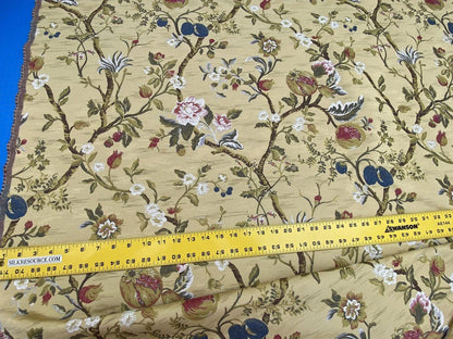 Renaissance Lampas Melograno Pom Fig Rose Tree Of Life On Yellow Gold #1633