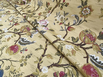 Renaissance Lampas Melograno Pom Fig Rose Tree Of Life On Yellow Gold #1633