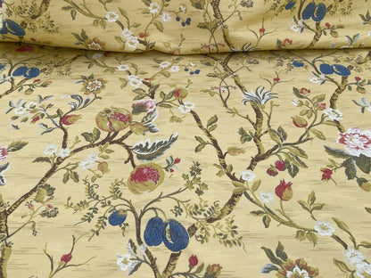 Renaissance Lampas Melograno Pom Fig Rose Tree Of Life On Yellow Gold #1633