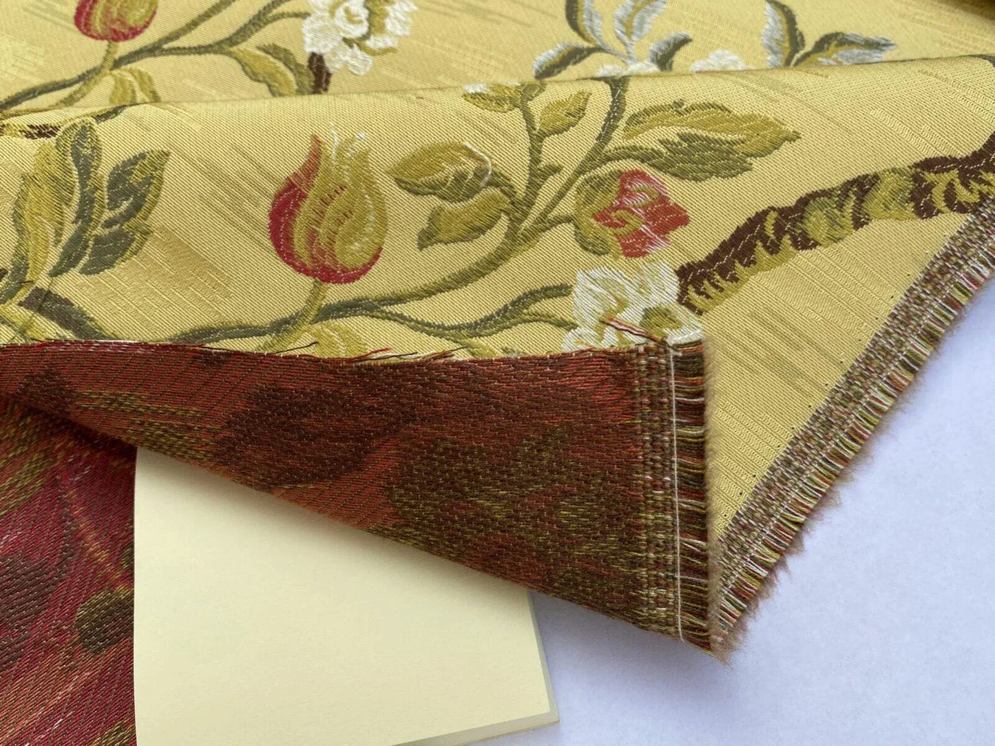 Renaissance Lampas Melograno Pom Fig Rose Tree Of Life On Yellow Gold #1633