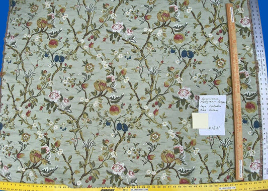 Renaissance Melograno Pom Fig Rose Tree Of Life On Celadon Green Blue #1681