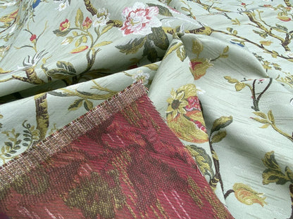 Renaissance Melograno Pom Fig Rose Tree Of Life On Celadon Green Blue #1681