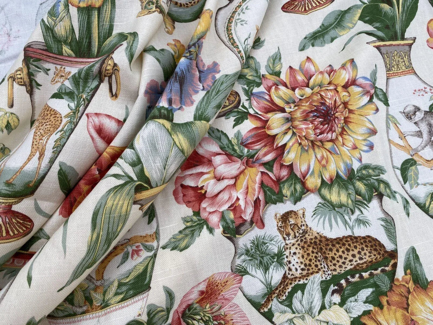 3yards 10" Margarita Tulip Dalia Rose Safari Animal Monkey Leopard Tiger Giraffe Print