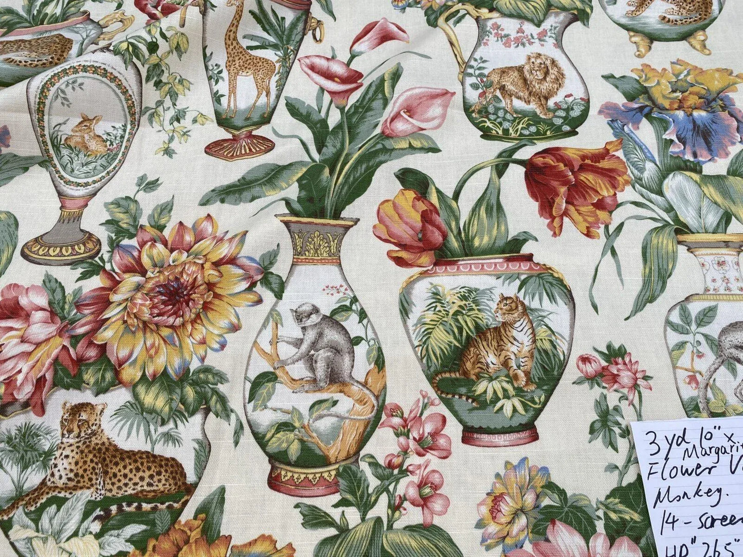 3yards 10" Margarita Tulip Dalia Rose Safari Animal Monkey Leopard Tiger Giraffe Print