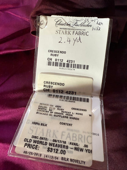 9 Berkbox1 Scalamandre Length 2.4yards Crescendo Ruby Silk satin ombré 100% silk Red Rose Orange Purple MSRP USD 624/y