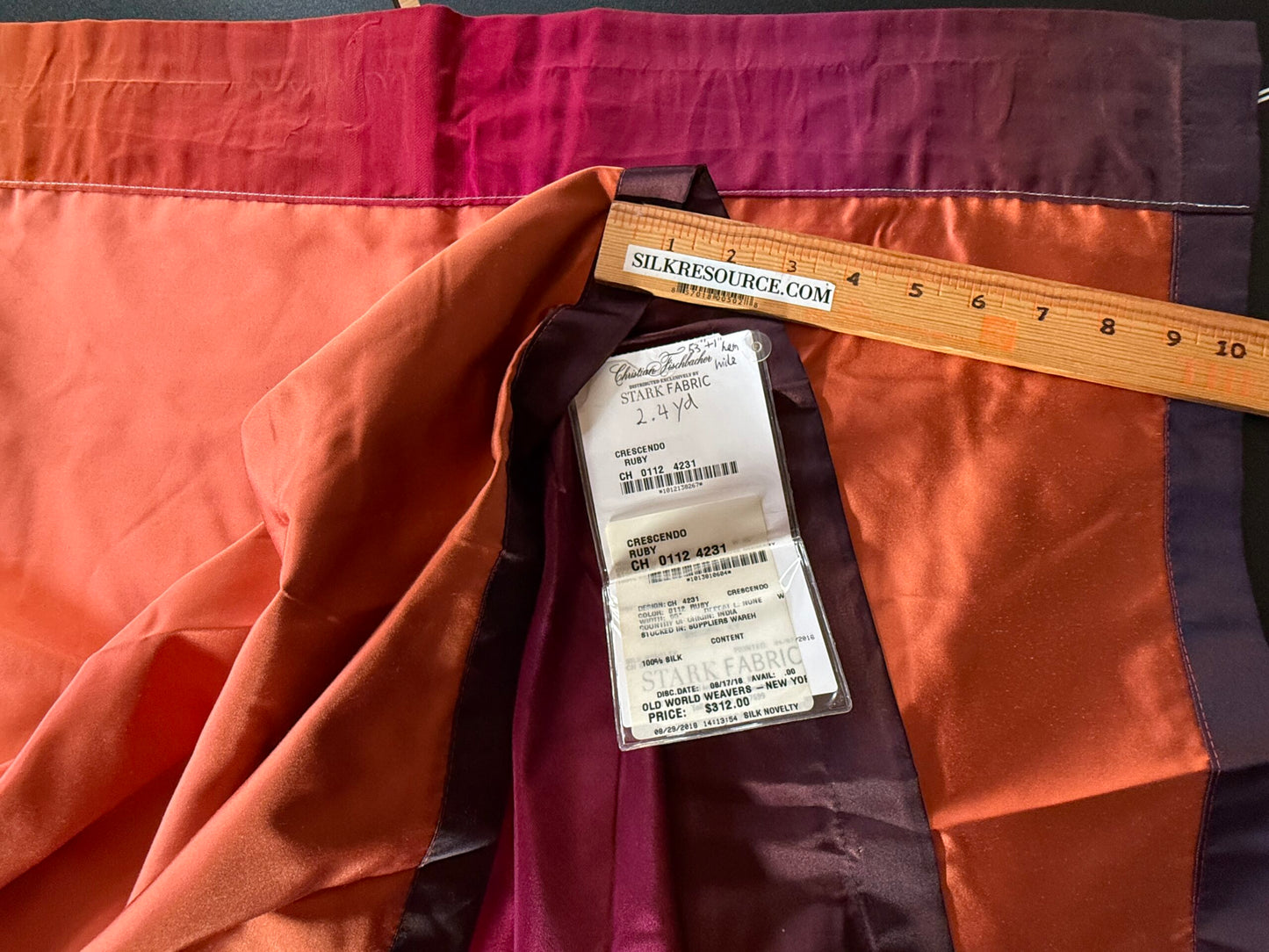 9 Berkbox1 Scalamandre Length 2.4yards Crescendo Ruby Silk satin ombré 100% silk Red Rose Orange Purple MSRP USD 624/y