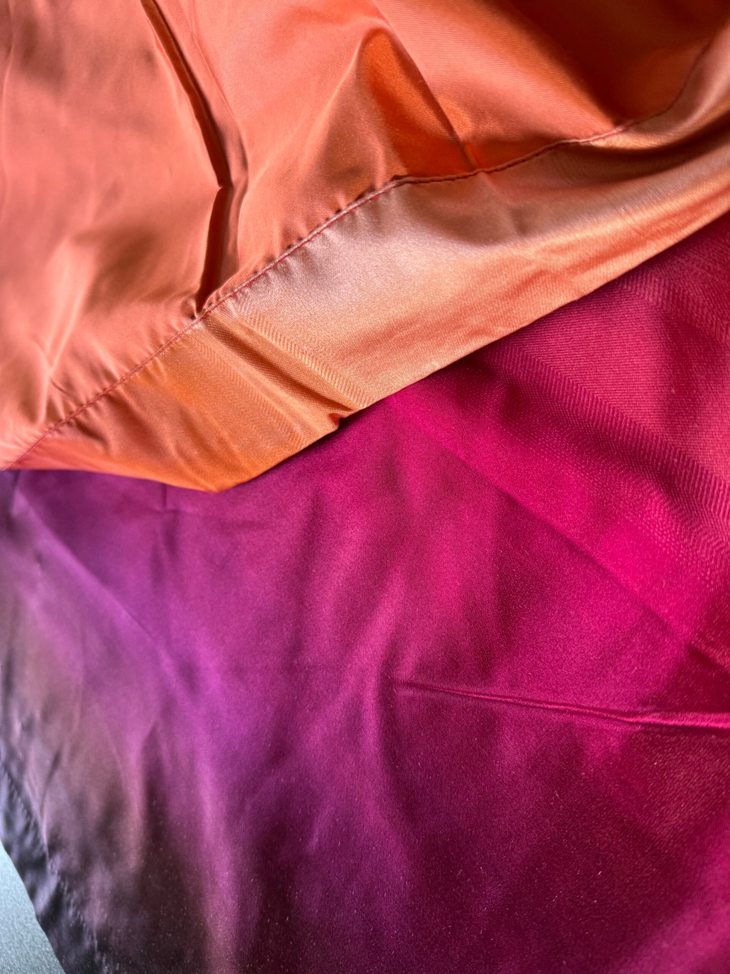 9 Berkbox1 Scalamandre Length 2.4yards Crescendo Ruby Silk satin ombré 100% silk Red Rose Orange Purple MSRP USD 624/y
