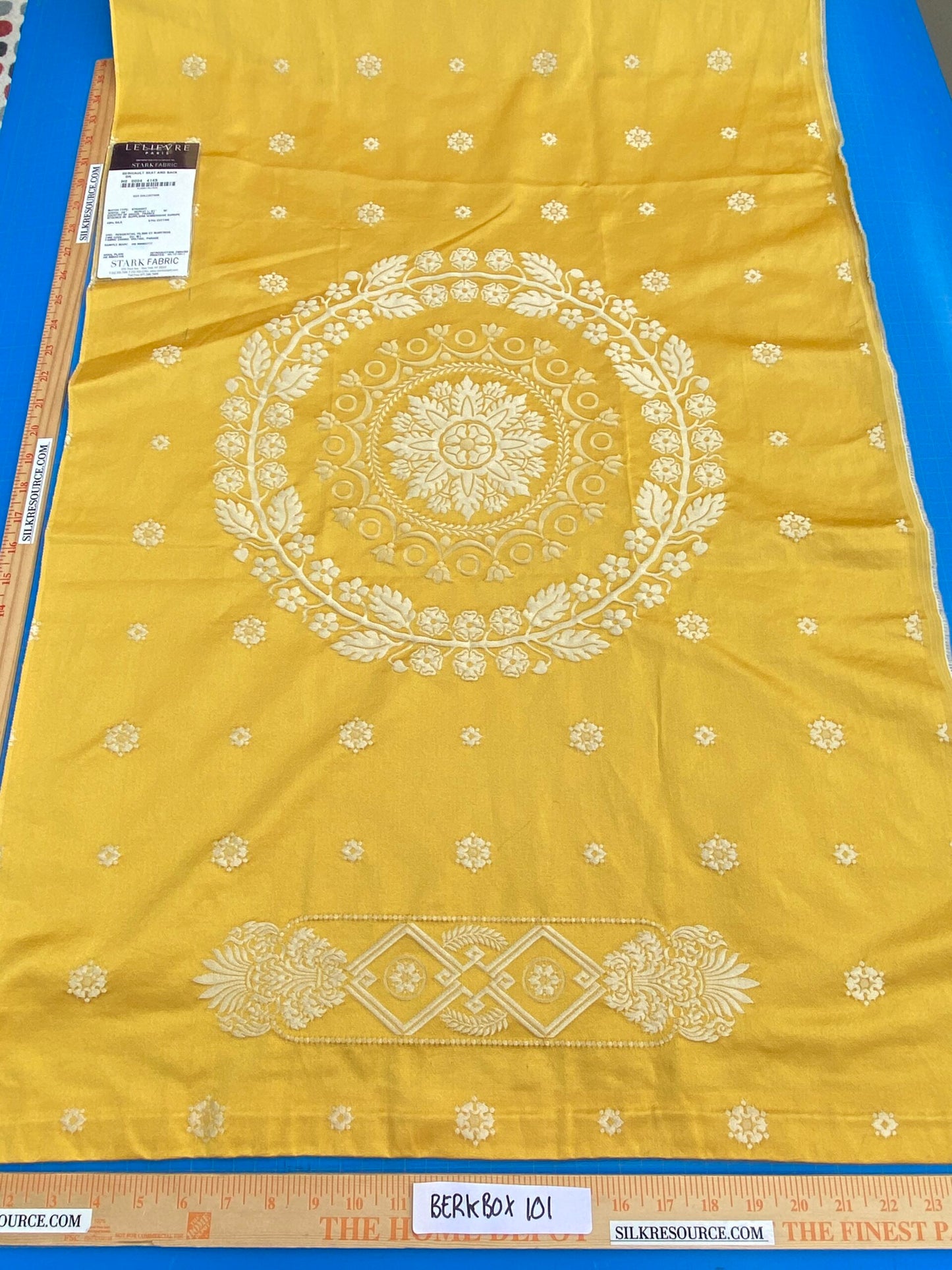 2 Berkbox101 Square Silk by Lelievre Paris Gericault Seat and Back Or Yellow White House Neoclassic Medallion Chair Seats 58"L x 25"W MSRP USD500+/y