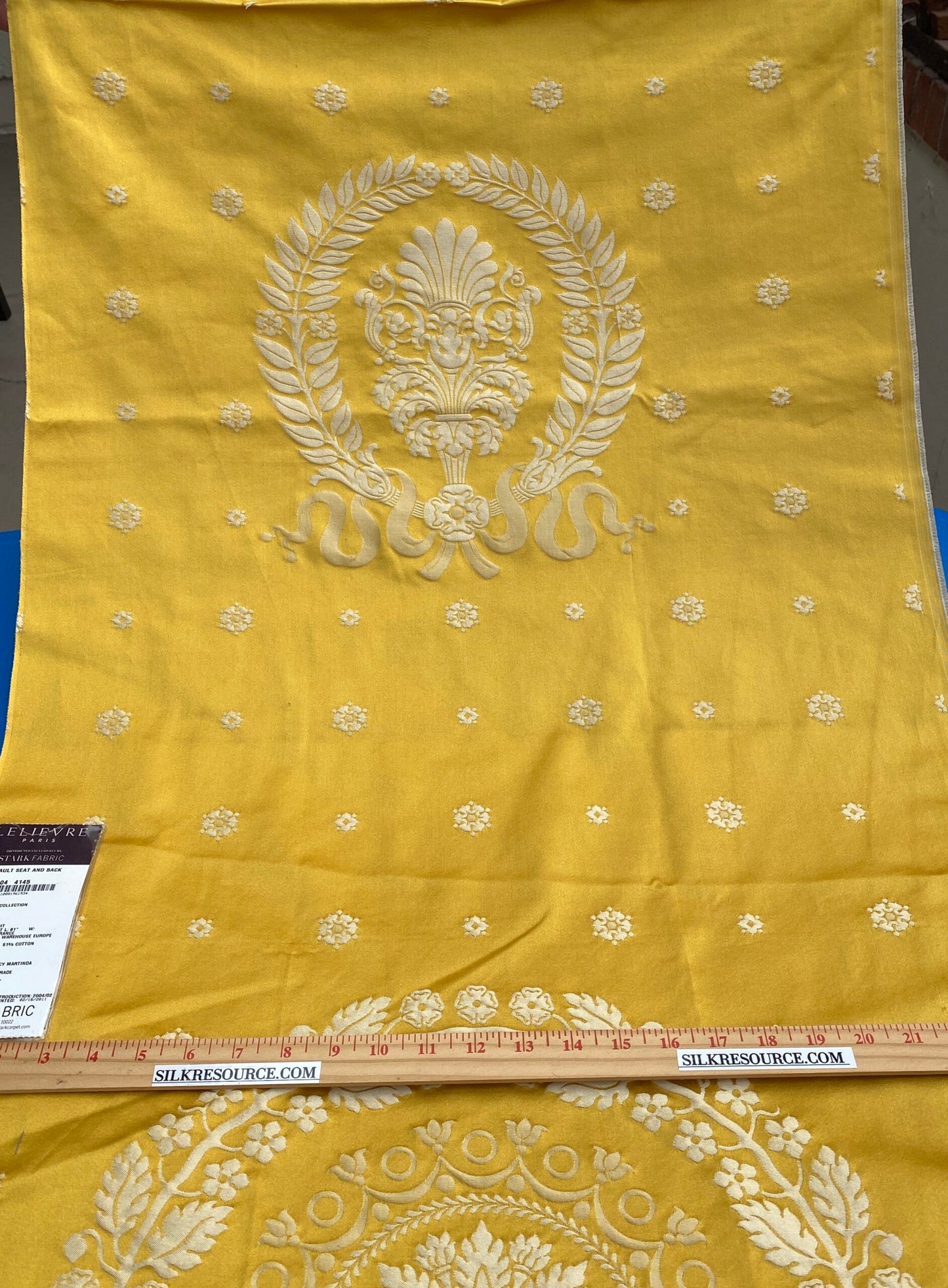 2 Berkbox101 Square Silk by Lelievre Paris Gericault Seat and Back Or Yellow White House Neoclassic Medallion Chair Seats 58"L x 25"W MSRP USD500+/y