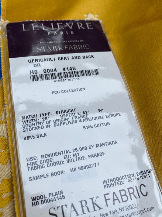 2 Berkbox101 Square Silk by Lelievre Paris Gericault Seat and Back Or Yellow White House Neoclassic Medallion Chair Seats 58"L x 25"W MSRP USD500+/y