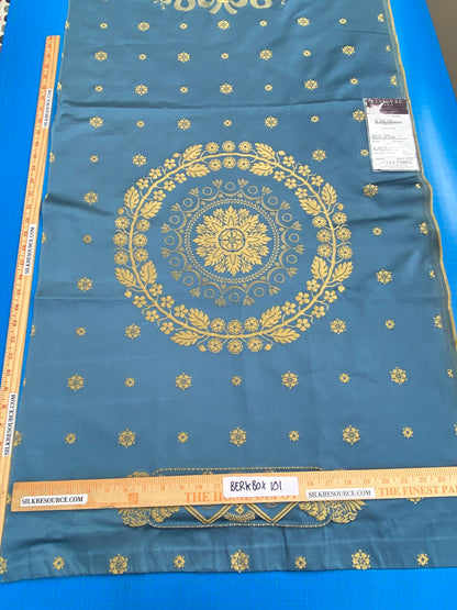 5 Berkbox101 Square Silk by Lelievre Paris Gericault Seat and Back Bleu Blue Gold White House Neoclassic Medallion Chair Seats 25"L x 58"W MSRP USD500+/y