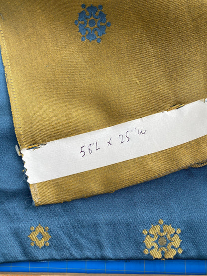 5 Berkbox101 Square Silk by Lelievre Paris Gericault Seat and Back Bleu Blue Gold White House Neoclassic Medallion Chair Seats 25"L x 58"W MSRP USD500+/y