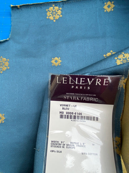 6 Berkbox101 Square Silk by Lelievre Paris Gericault Seat and Back Bleu Blue Gold White House Neoclassic Medallion MSRP USD500+/y