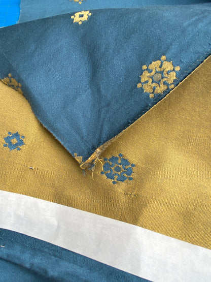 6 Berkbox101 Square Silk by Lelievre Paris Gericault Seat and Back Bleu Blue Gold White House Neoclassic Medallion MSRP USD500+/y