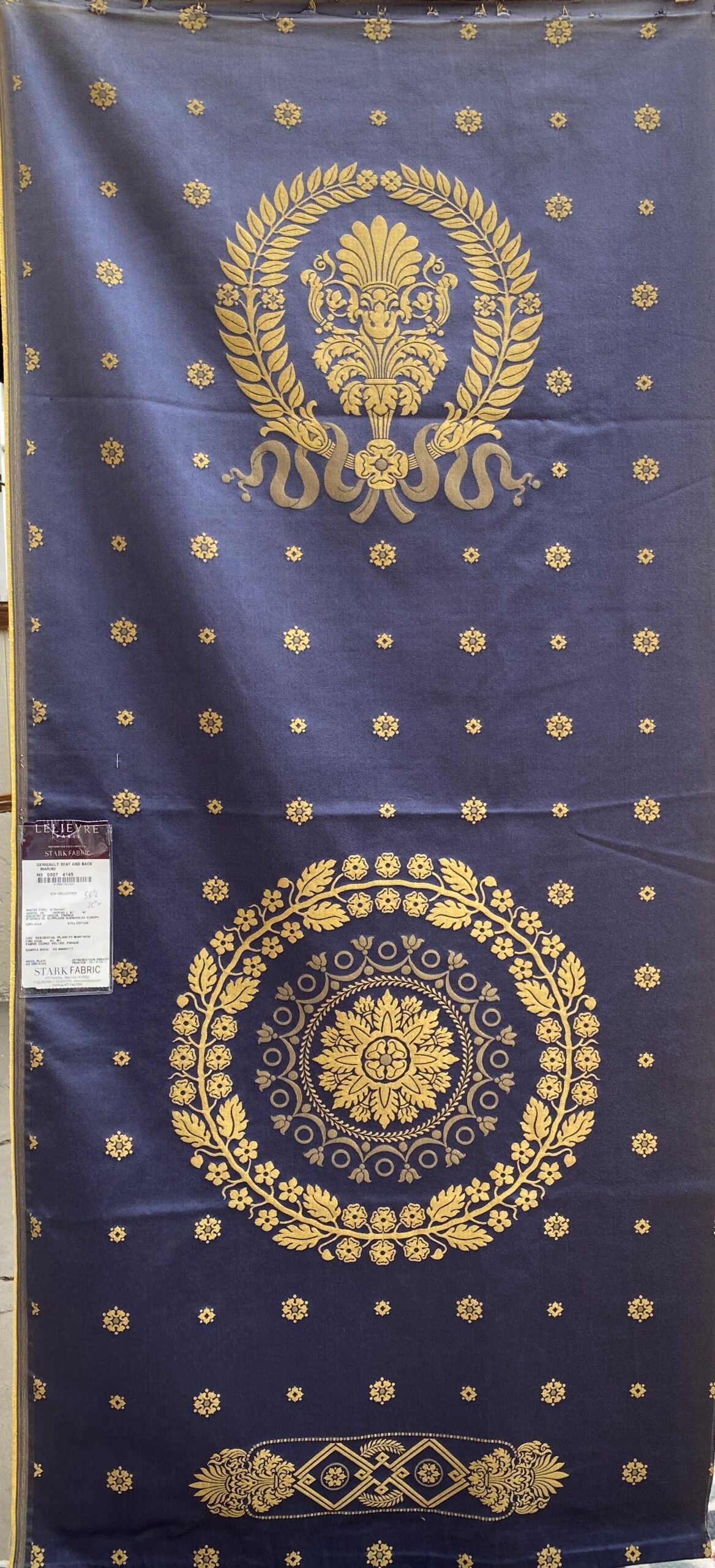 7 Berkbox101 Square Silk by Lelievre Paris Gericault Seat and Back Marine Indigo Gold White House Neoclassic Medallion Chair Seats 25"L x 58"W MSRP USD500+/y