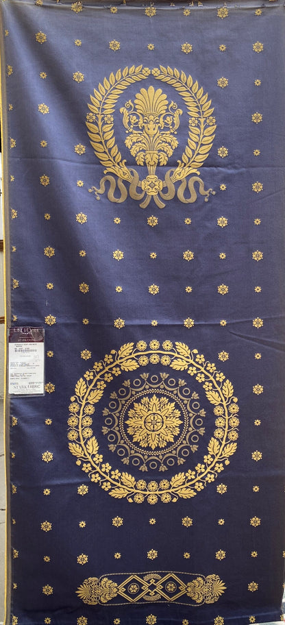 7 Berkbox101 Square Silk by Lelievre Paris Gericault Seat and Back Marine Indigo Gold White House Neoclassic Medallion Chair Seats 25"L x 58"W MSRP USD500+/y