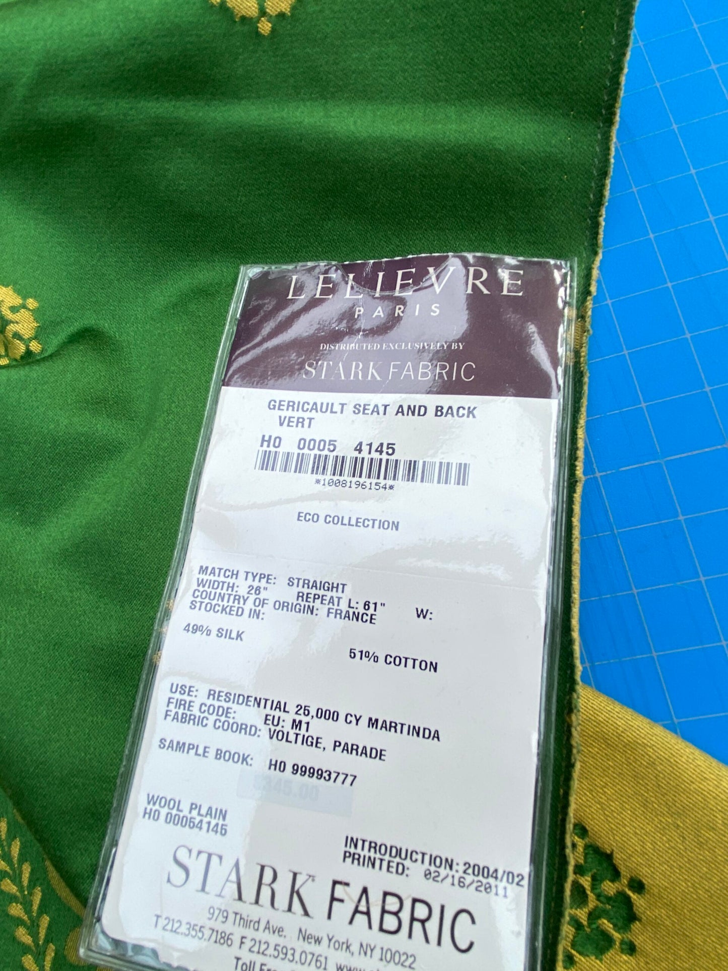 8 Berkbox101 Square Silk by Lelievre Paris Gericault Seat and Back Vert Green White House Neoclassic Medallion 25"L x 58"W MSRP USD500+/y