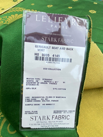 8 Berkbox101 Square Silk by Lelievre Paris Gericault Seat and Back Vert Green White House Neoclassic Medallion 25"L x 58"W MSRP USD500+/y