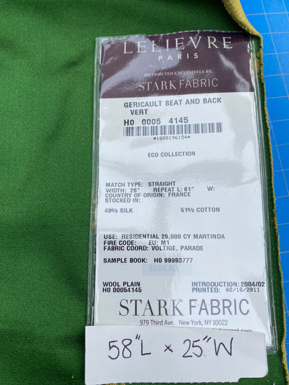 8 Berkbox101 Square Silk by Lelievre Paris Gericault Seat and Back Vert Green White House Neoclassic Medallion 25"L x 58"W MSRP USD500+/y