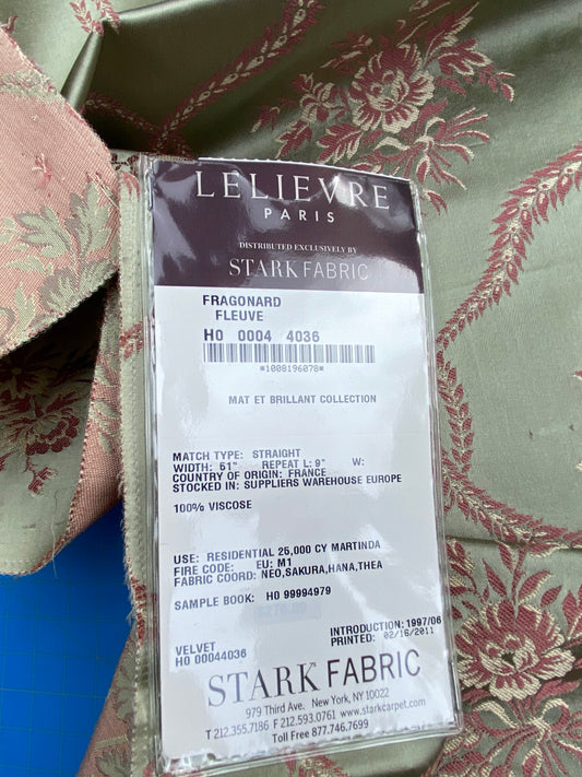 11 Berkbox101 Square Silky by Lelievre Paris Fragonard Fleuve Velvet Green Diamond Ogee Floral MSRP USD 838/y