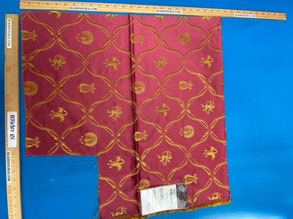 12 Berkbox101 Square Silk by Lelievre Paris Lampas Suchet Cherry Red Gold Bird Animal Diamond Ogee Hist oric MSRP USD 1,122/y