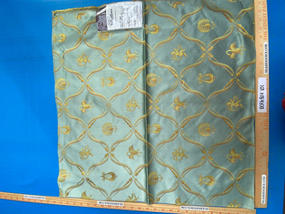 13 Berkbox101 Square Silk by Lelievre Paris Lampas Suchet Nattier Blue Gold Bird Animal Diamond Ogee Historic MSRP USD 1,122/y