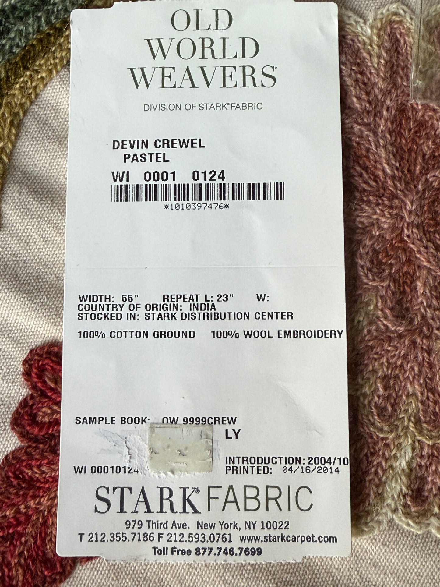 2.5yard Scalamandre Old World Weavers Devin Crewel Pastel Floral Botanical Wool Embroidery on Cotton Beige MSRP USD456/y