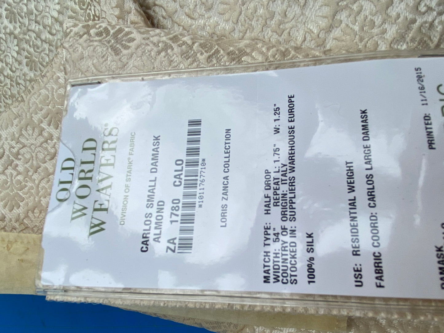 17 Berkbox101 Square Silk by Old World Weavers Carlos Small Damask Almond Cream White MSRP USD300+/y