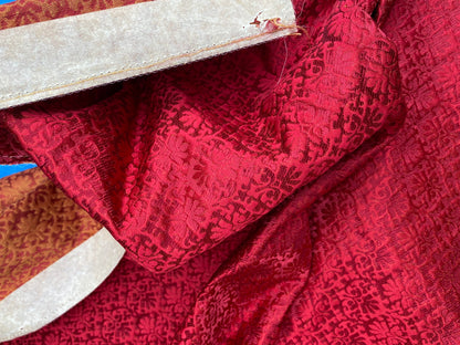 19 Berkbox101 Square Silk by Old World Weavers Carlos Small Damask Scarlet Red Small Scale MSRP USD300+/y