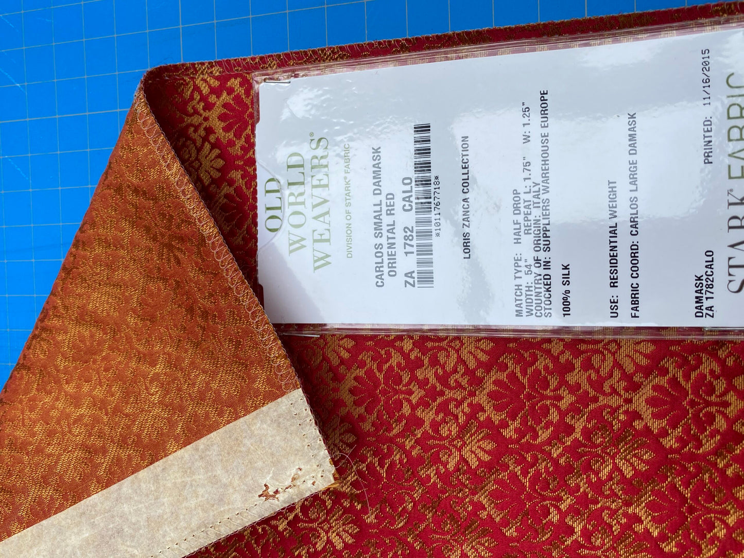 21 Berkbox101 Square Silk by Old World Weavers Carlos Small Damask Oriental Red Small Scale MSRP USD300+/y