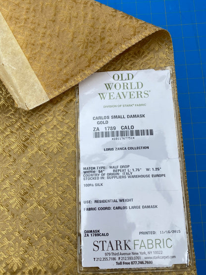22 Berkbox101 Square Silk by Old World Weavers Carlos Small Damask Gold Small Scale MSRP USD300+/y
