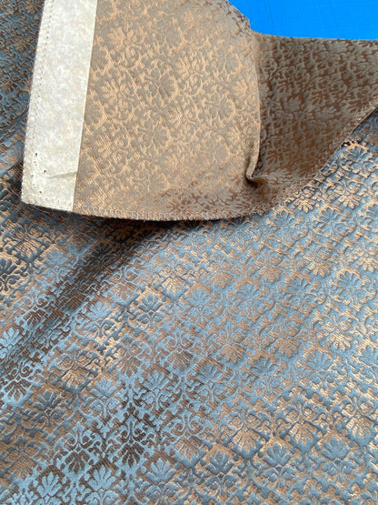 23 Berkbox101 Square Silk by Old World Weavers Carlos Small Damask Antique Aqua Brown Small Scale MSRP USD300+/y