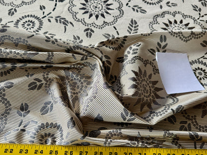 By Yard Scalamandre Kasumi Silver Cloud Silk Lampas Kimono Daisy Flower Art Deco MSRP USD 276/Y