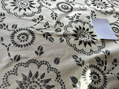 By Yard Scalamandre Kasumi Silver Cloud Silk Lampas Kimono Daisy Flower Art Deco MSRP USD 276/Y