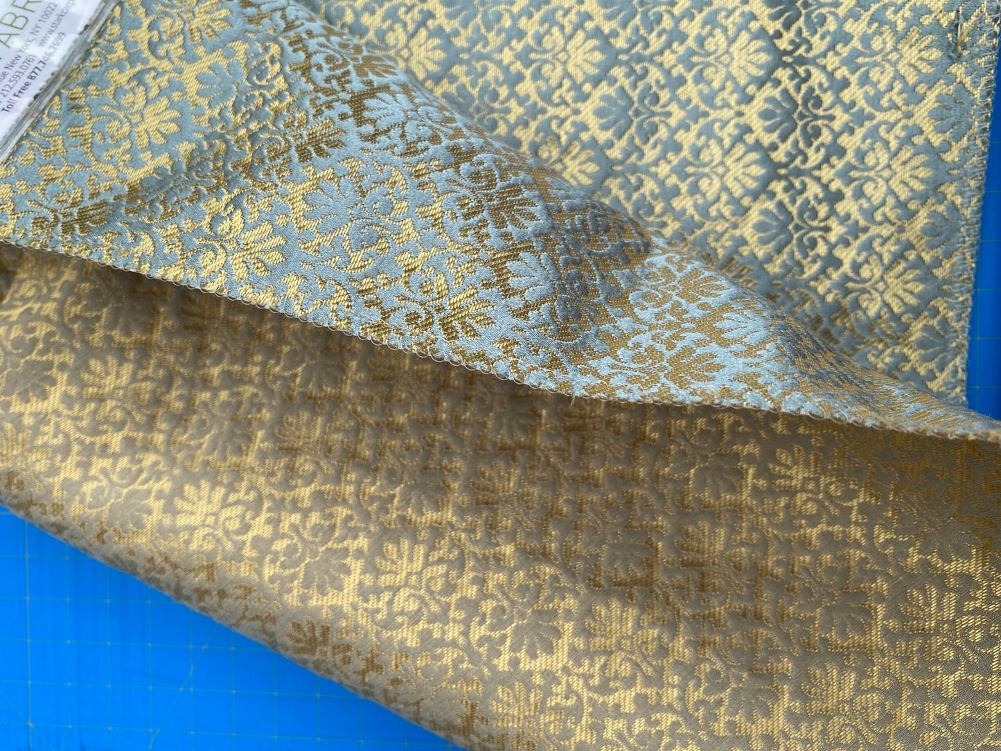 25 Berkbox101 Square Silk by Old World Weavers Carlos Small Damask Antique Teal Blue Brown Small Scale MSRP USD300+/y