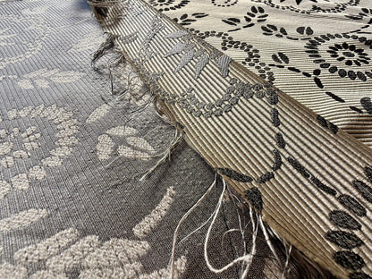 By Yard Scalamandre Kasumi Silver Cloud Silk Lampas Kimono Daisy Flower Art Deco MSRP USD 276/Y