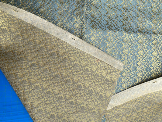 25 Berkbox101 Square Silk by Old World Weavers Carlos Small Damask Antique Teal Blue Brown Small Scale MSRP USD300+/y