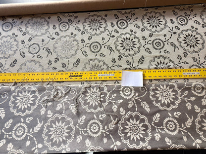 By Yard Scalamandre Kasumi Silver Cloud Silk Lampas Kimono Daisy Flower Art Deco MSRP USD 276/Y