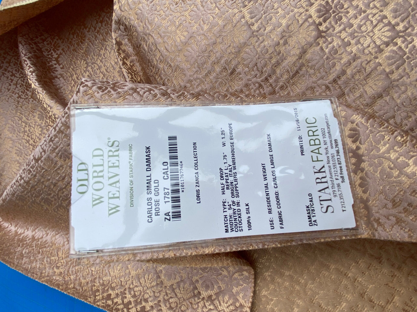 26 Berkbox101 Square Silk by Old World Weavers Carlos Small Damask Rose Gold Brown Small Scale MSRP USD300+/y