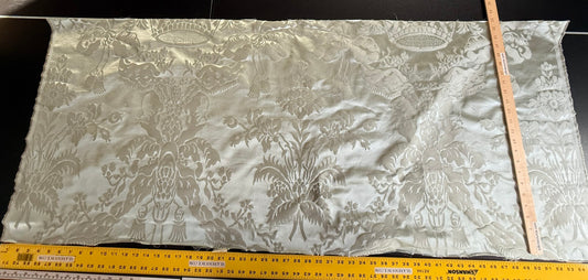 0.6Y Scalamandre Gabriel Winter Mint Green Silk Damask Flower Basket MSRP USD 430/Y