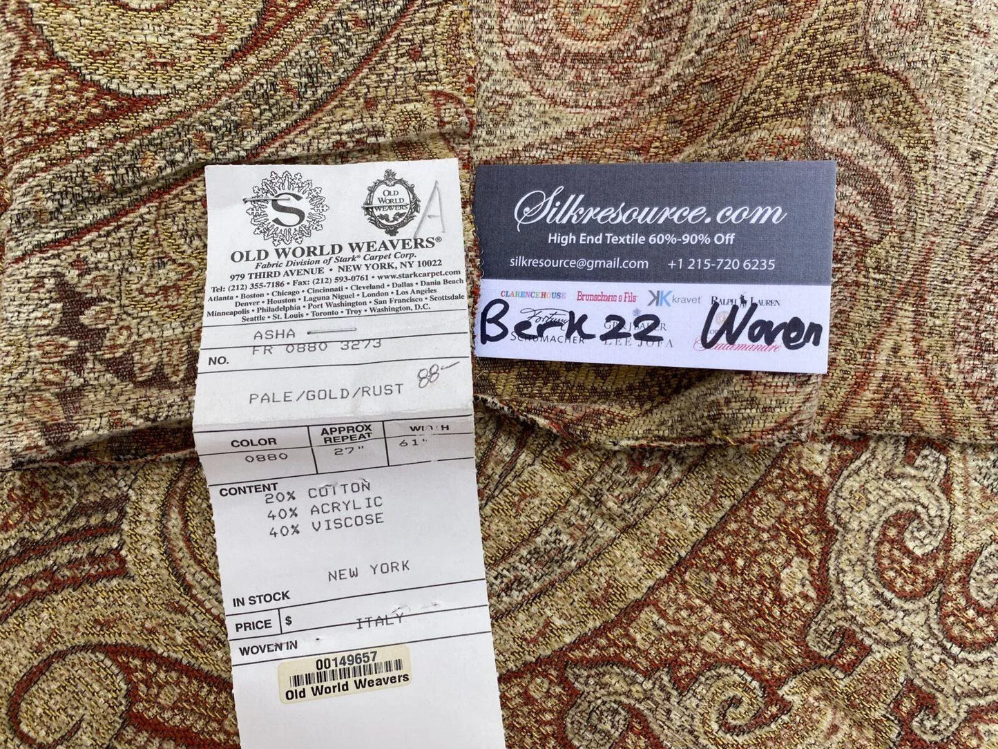 10a Berkbox22 Scalamandre Woven Pale/gold/rust