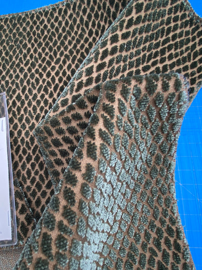 31 Berkbox101 Square Silky by Scalamandre Iguana Giada Green Brown Small Scale Silk Cotton Jacquard Velvet MSRP USD300+/y