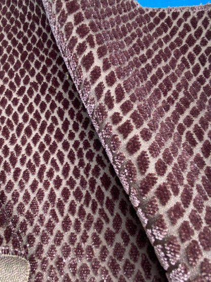 32 Berkbox101 Square Silky by Scalamandre Iguana Ametista Purple Small Scale Silk Cotton Jacquard Velvet MSRP USD300+/y