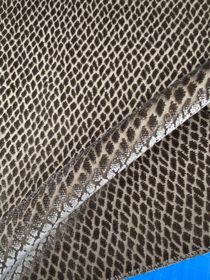 33 Berkbox101 Square Silky by Scalamandre Iguana Ferro Deep Brown Small Scale Silk Cotton Jacquard Velvet MSRP USD300+/y
