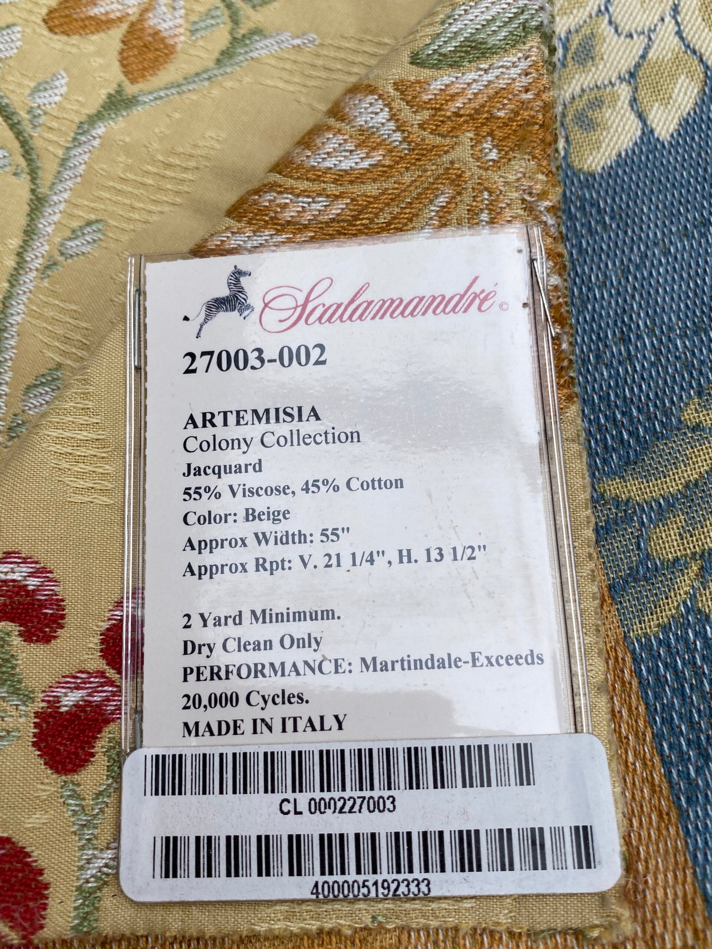 34 Berkbox101 Square Jacquard by Scalamandre Artemisia Beige Fruits Floral Botanical Foliage MSRP USD300+/y