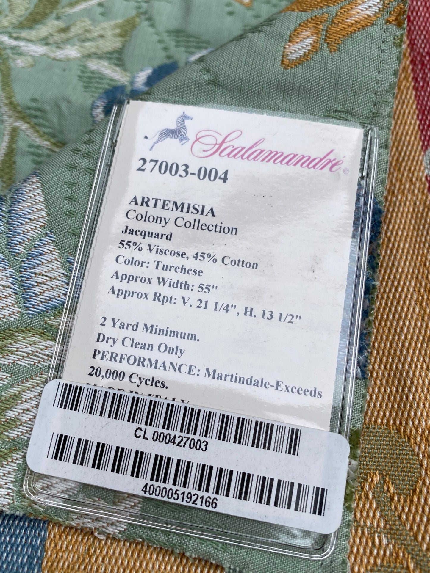 35 Berkbox101 Square Jacquard by Scalamandre Artemisia Turchese Green Fruits Floral Botanical Foliage MSRP USD300+/y